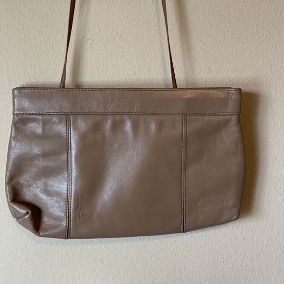 VIntage 80s Tan Genuine Leather Clutch Shoulder Bag - Picture 5 of 10
